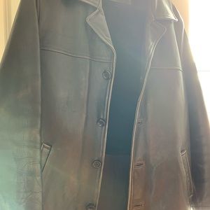 Ambition Mens size S leather jacket with a zip on or off layer on the inside